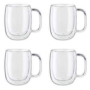 Sorrento 4pc Double Wall Glass Coffee Mug Set