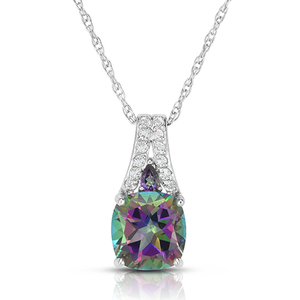 Cushion Cut Mystic & White Topaz Necklace