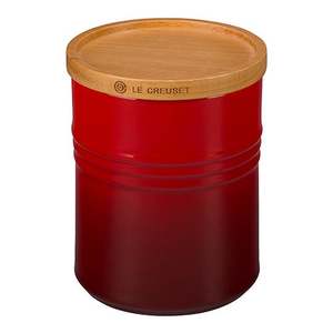 2.5qt Stoneware Storage Canister w/ Wood Lid Cerise