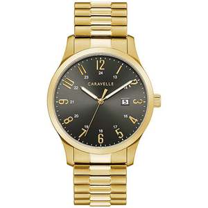 Men's Gold-Tone Expansion Watch, Gray Dial