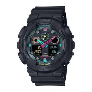 Men's GA-100 Black Resin Watch w/ Fluorescent Accents