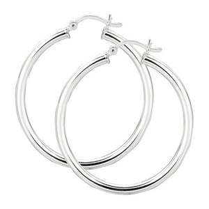 Sterling Silver 3x40mm Hoop Earrings